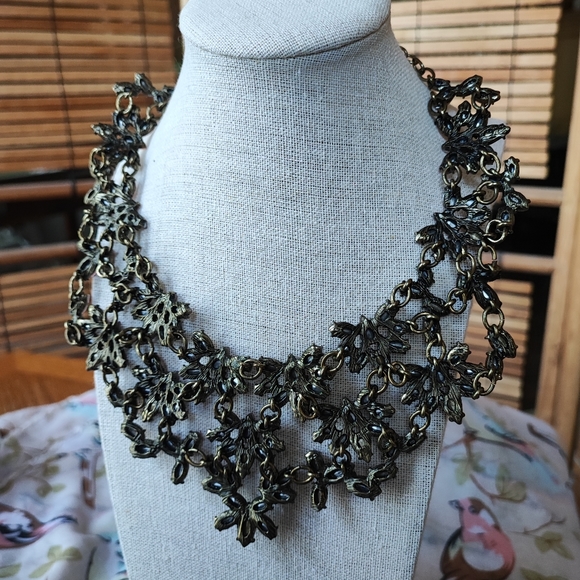 BaubleBar Opaline Antique Brass Bib Oversized Runway Necklace Crystal Opaline - Picture 6 of 14